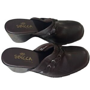 Sbicca Slip On Clog Shoes Soft Dark Brown Womens Size 9
